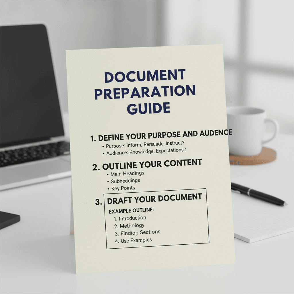 Document preparation guide with detailed instructions and checklist items